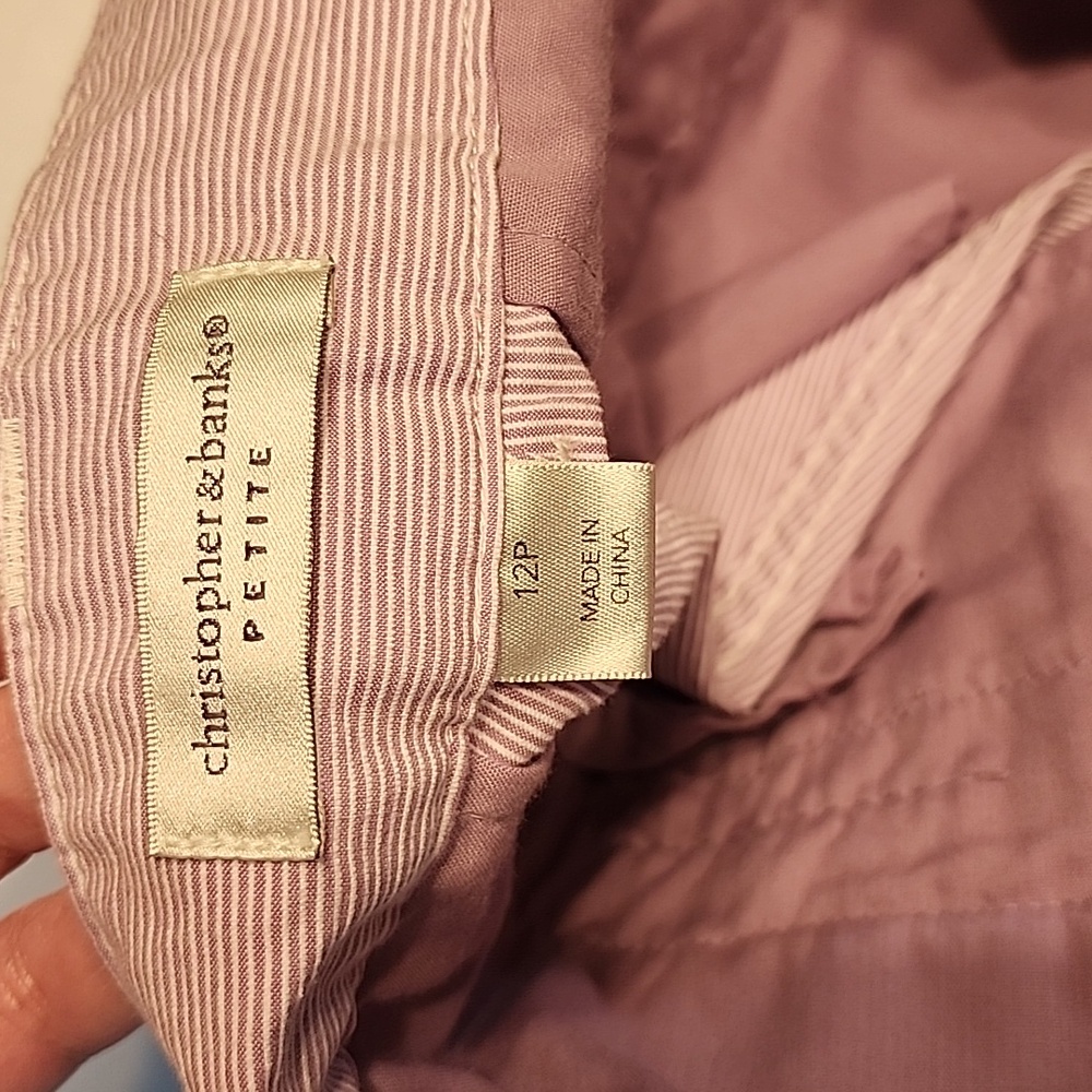 CHRISTOPHER & BANKS Lavender and White Pinstripe Ankle Pants Size 12 Petite - Picture 6 of 12